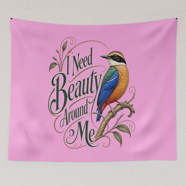 Item preview, Fairy Pitta Shirt - I Need Beauty Around Me - Art Nouveau Exotic Bird Tee - Vintage Botanical Aesthetic Graphic designed and sold by Max Store.