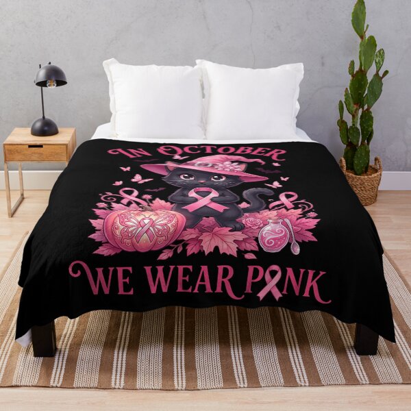 Item preview, Halloween Witch Black Cat We Wear Pink Ribbon designed and sold by Khescoiu.