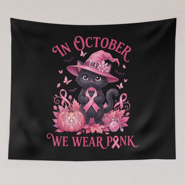 Item preview, Halloween Witch Black Cat We Wear Pink Ribbon designed and sold by Khescoiu.