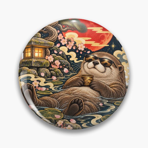 Item preview, Otter – Chill Floating Otter, Japanese Lantern Art designed and sold by Sleepy Safari.
