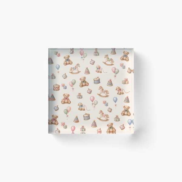 Item preview, Vintage Toys – Pastel Teddy Bears & Rocking Horses Pattern designed and sold by HO•Designs.