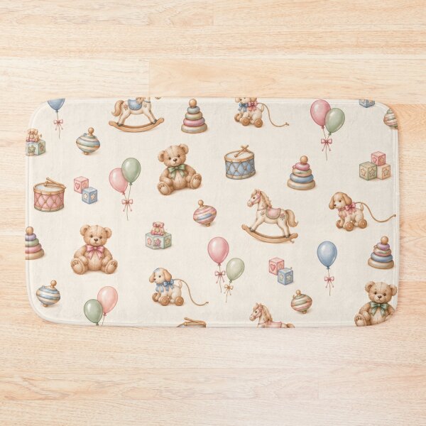 Item preview, Vintage Toys – Pastel Teddy Bears & Rocking Horses Pattern designed and sold by HO•Designs.