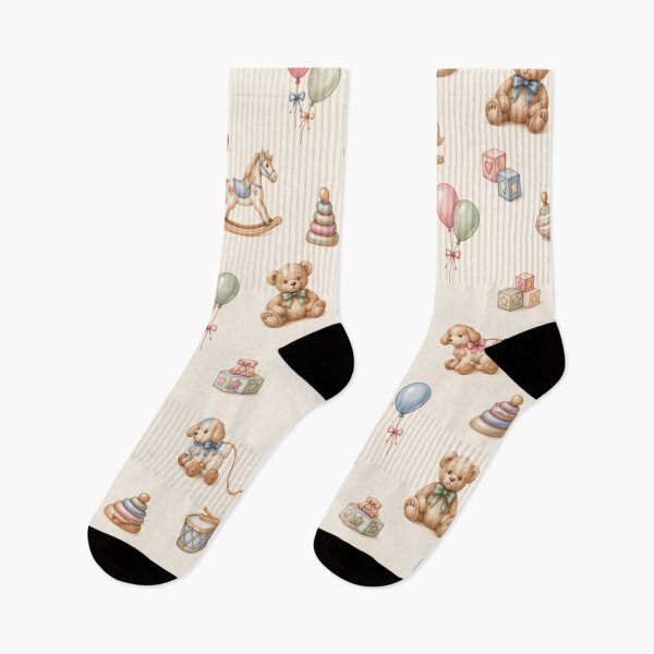 Item preview, Vintage Toys – Pastel Teddy Bears & Rocking Horses Pattern designed and sold by HO•Designs.