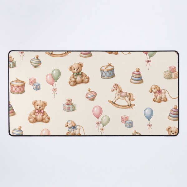 Item preview, Vintage Toys – Pastel Teddy Bears & Rocking Horses Pattern designed and sold by HO•Designs.