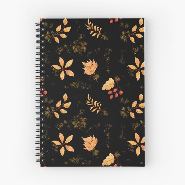 Item preview, Golden Autumn Leaf Rosehip Black Hardcover Journal Dark Academia designed and sold by FestivityFinds.