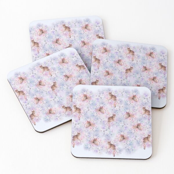 Item preview, kitty and blue hydrangea botanical  designed and sold by letsgow8th.