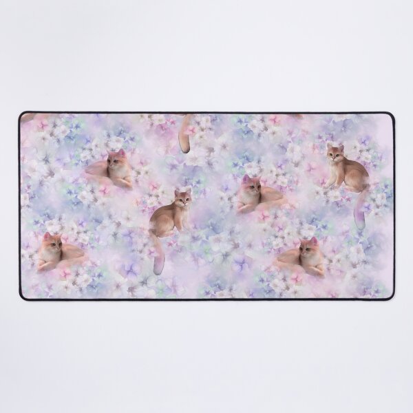 Item preview, kitty and blue hydrangea botanical  designed and sold by letsgow8th.