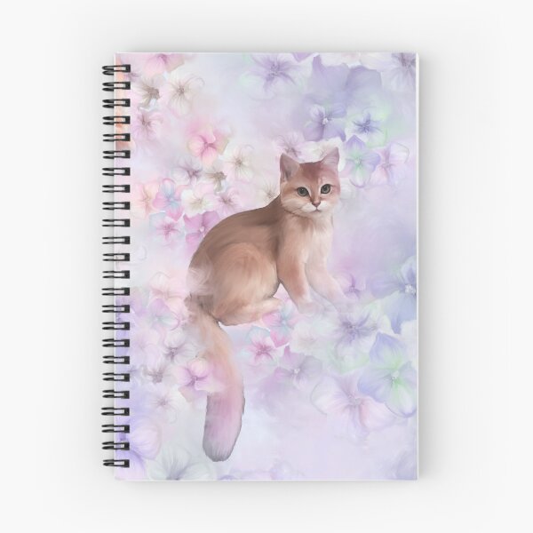 Item preview, kitty and blue hydrangea botanical  designed and sold by letsgow8th.