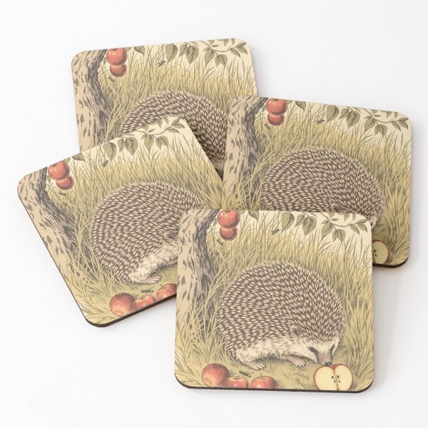 Item preview, Hedgehog in the Windfall Apples, Vintage Autumn Print designed and sold by GildedFolio.
