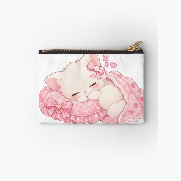 Item preview, Cute Sleeping Strawberry Cat in Pink Blanket designed and sold by Kiralemon.