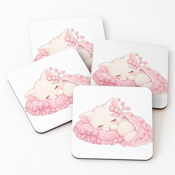 Item preview, Cute Sleeping Strawberry Cat in Pink Blanket designed and sold by Kiralemon.