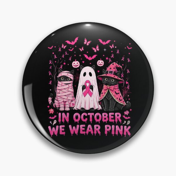 Item preview, In October We Wear Pink Cat Ghosts Breast Cancer designed and sold by HayleePacoch.