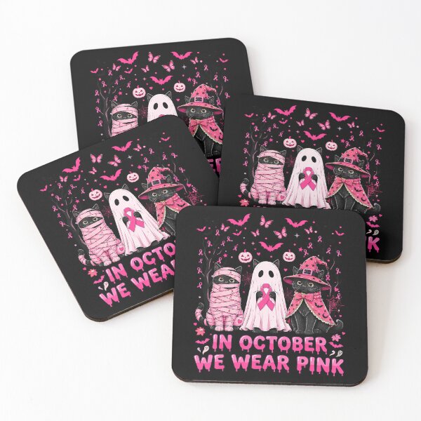 Item preview, In October We Wear Pink Cat Ghosts Breast Cancer designed and sold by HayleePacoch.