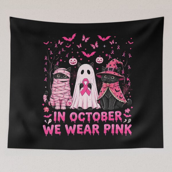 Item preview, In October We Wear Pink Cat Ghosts Breast Cancer designed and sold by HayleePacoch.