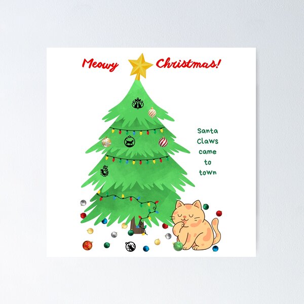 Item preview, Meowy Christmas Cat Santa Claws Came To Town designed and sold by MYCatStuff.