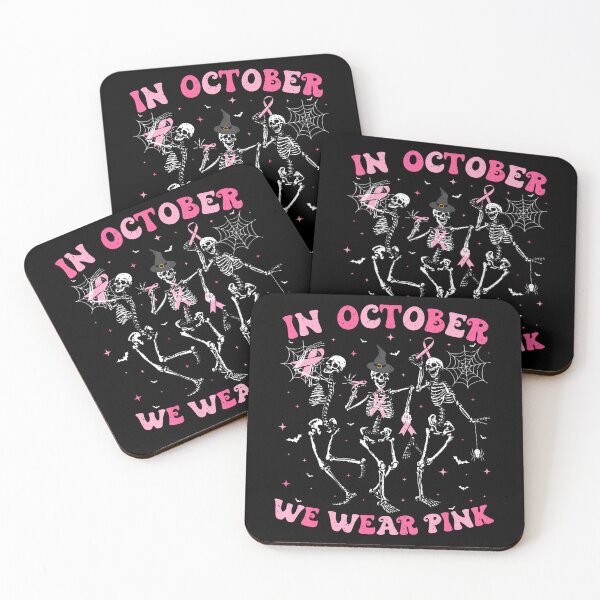 Item preview, In October We Wear Pink Halloween Skeleton Breast Cancer designed and sold by HayleePacoch.