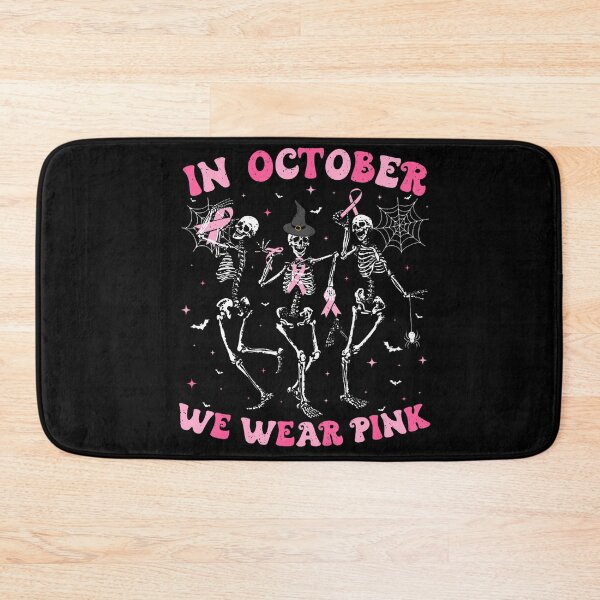 Item preview, In October We Wear Pink Halloween Skeleton Breast Cancer designed and sold by HayleePacoch.