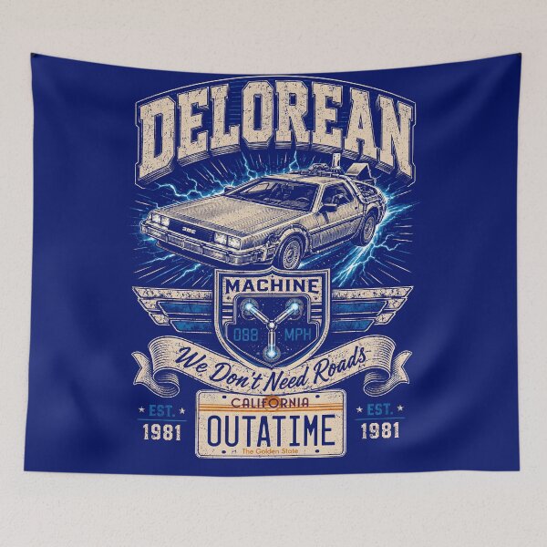 Item preview, DeLorean Time Machine We Don't Need Roads designed and sold by MikeMoreArt.