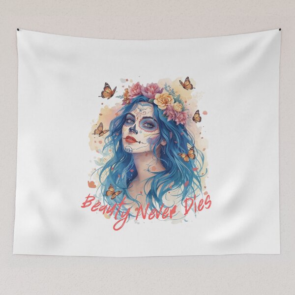 Item preview, Beauty Never Dies Floral Butterfly Skull Girl designed and sold by adlkh.