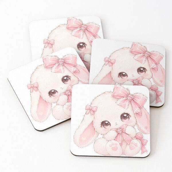 Item preview, Cute Pink Kawaii Bunny with Heart Bows designed and sold by Kiralemon.