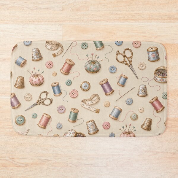 Item preview, Vintage Sewing Room – Pastel Sewing Notions Pattern designed and sold by HO•Designs.