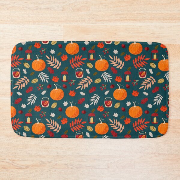 Item preview, Cozy Pumpkin Lantern Mulled Wine Teal Desk Mat Autumn Pattern designed and sold by FestivityFinds.