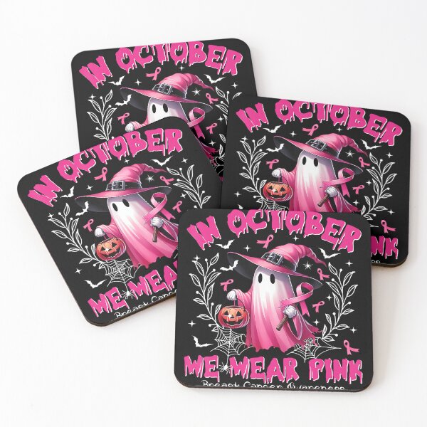 Item preview, In October We Wear Pink Ghost Witch Breast Cancer designed and sold by LouisaOReilly.