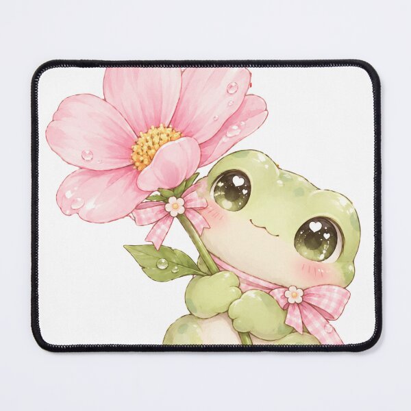 Item preview, Cute Kawaii Frog Holding a Pink Flower designed and sold by Kiralemon.