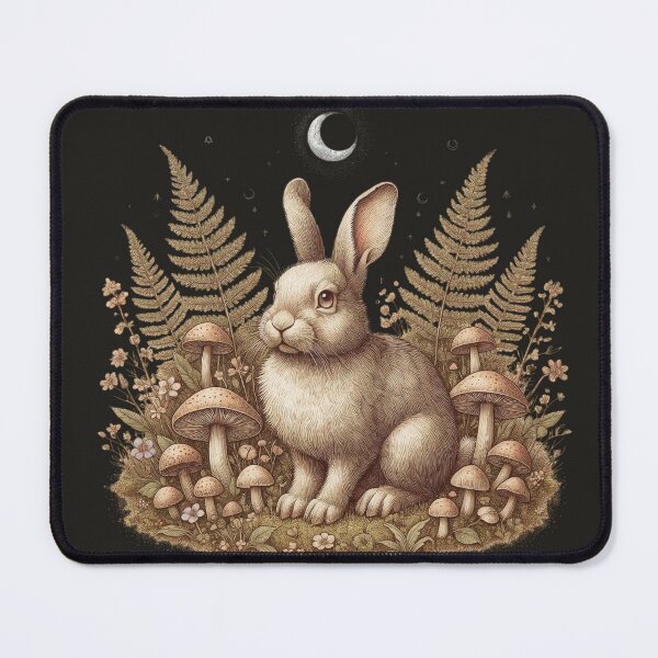 Item preview, Enchanted Rabbit Mushroom Woodland Vintage Illustration designed and sold by LenNo9881.