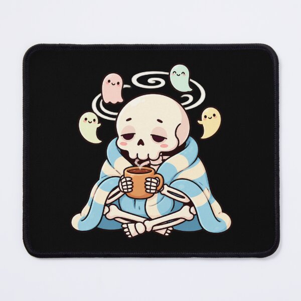 Item preview, Cute Skeleton Halloween | Kawaii Skull Cozy Coffee Ghosts designed and sold by MrDev.
