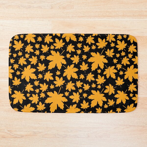 Item preview, Golden Yellow Maple Leaf Black Desk Mat Graphic Fall Pattern designed and sold by FestivityFinds.