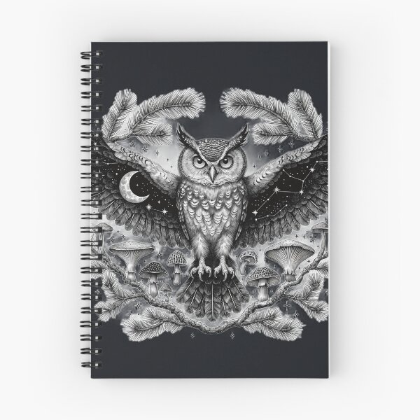 Item preview, Mystical Moon Owl Forest Guardian Vintage Engraving designed and sold by LenNo9881.