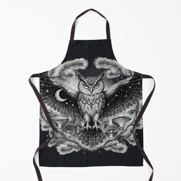 Item preview, Mystical Moon Owl Forest Guardian Vintage Engraving designed and sold by LenNo9881.