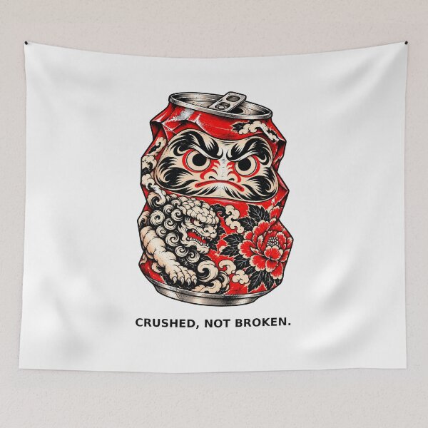 Item preview, Crushed, Not Broken – Japanese Daruma Can | Shishi & Peony Art designed and sold by KASUMINK.