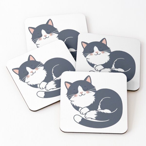 Item preview, Cozy Sleeping Tuxedo Cat Cute Illustration designed and sold by ThePrintArt.