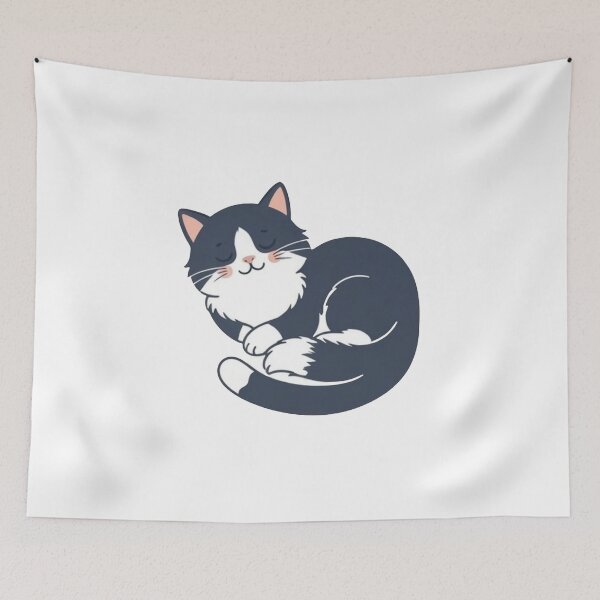 Item preview, Cozy Sleeping Tuxedo Cat Cute Illustration designed and sold by ThePrintArt.