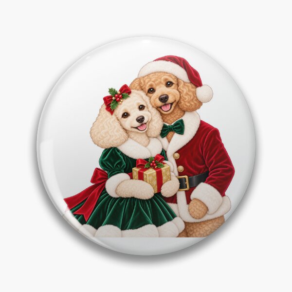 Item preview, Festive Poodle Christmas Couple with Wrapped Present designed and sold by skyartdesign.