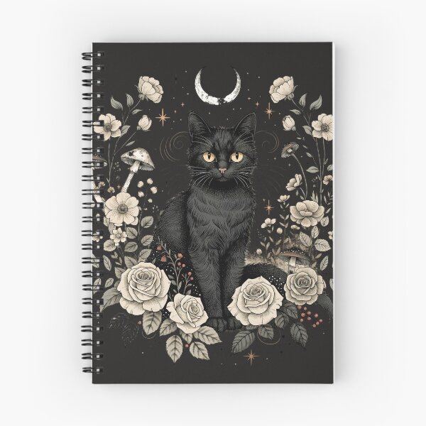 Item preview, Mystical Black Cat Moon Botanical Witchy Vintage Art designed and sold by LenNo9881.