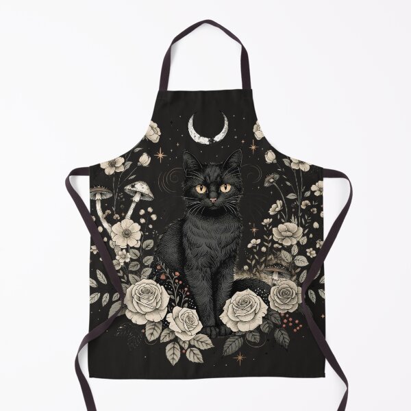 Item preview, Mystical Black Cat Moon Botanical Witchy Vintage Art designed and sold by LenNo9881.