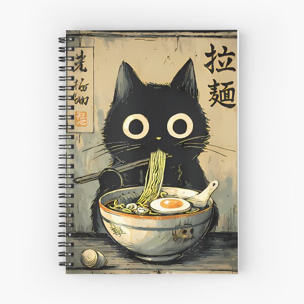 Aperçu de l'œuvre Nouilles japonaises Kawaii Ramen Cat créée et vendue par Magisolution.
