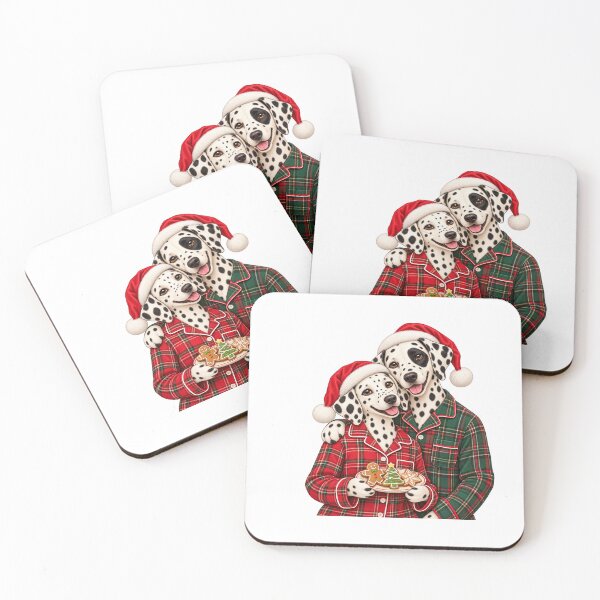 Item preview, Dalmatian Christmas Couple in Plaid Pajamas designed and sold by skyartdesign.