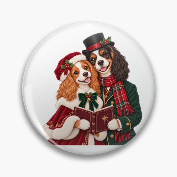 Item preview, Cavalier Spaniel Christmas Caroler Couple designed and sold by skyartdesign.