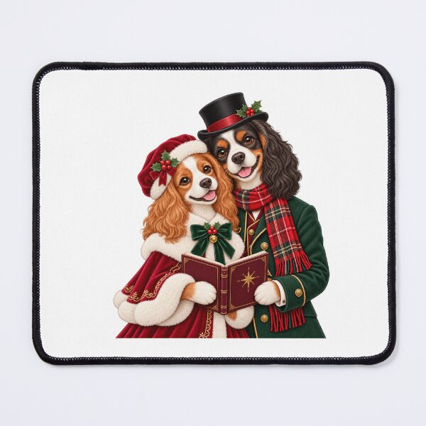 Item preview, Cavalier Spaniel Christmas Caroler Couple designed and sold by skyartdesign.