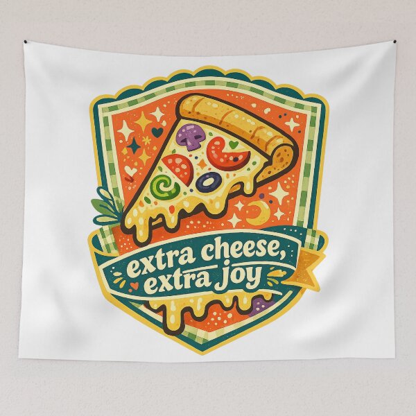 Item preview, Extra Cheese Extra Joy Funny Pizza Lover Retro Food Design designed and sold by inkoutninja.