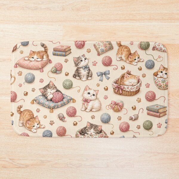 Item preview, Cozy Cats – Cute Kittens & Yarn Pastel Pattern designed and sold by HO•Designs.