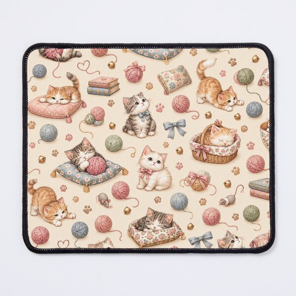 Item preview, Cozy Cats – Cute Kittens & Yarn Pastel Pattern designed and sold by HO•Designs.