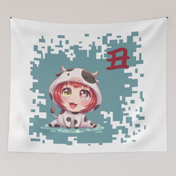 Item preview, Kawaii Japanese Zodiac cow- Year of the cow designed and sold by Neo Japonism Art.
