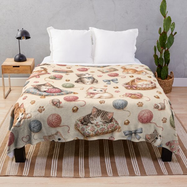 Item preview, Cozy Cats – Cute Kittens & Yarn Pastel Pattern designed and sold by HO•Designs.