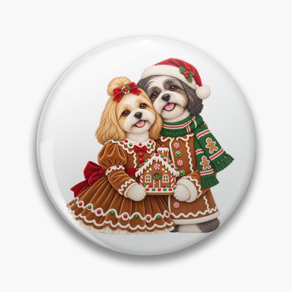 Item preview, Shih Tzu Christmas Couple with Gingerbread House designed and sold by skyartdesign.
