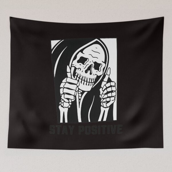 Item preview, Grim Reaper Stay Positive Skeleton Art designed and sold by GulnorGermelo.